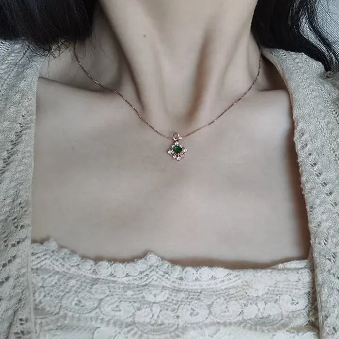 Baroque Emerald Necklace (Solid Silver)