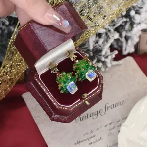 Beaded Christmas Tree Earrings