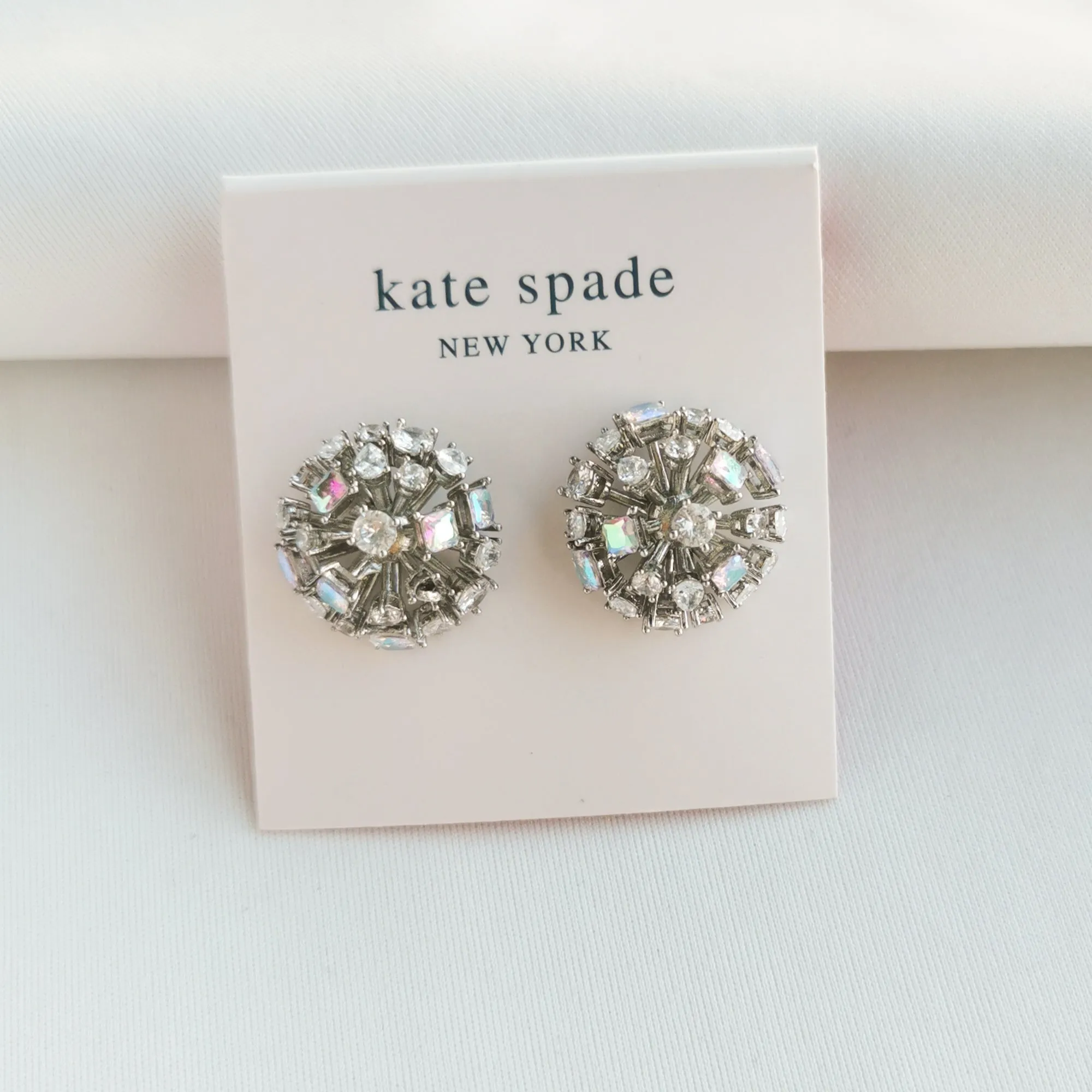 Beaming Bright Silver Clear Crystal Stud Earrings