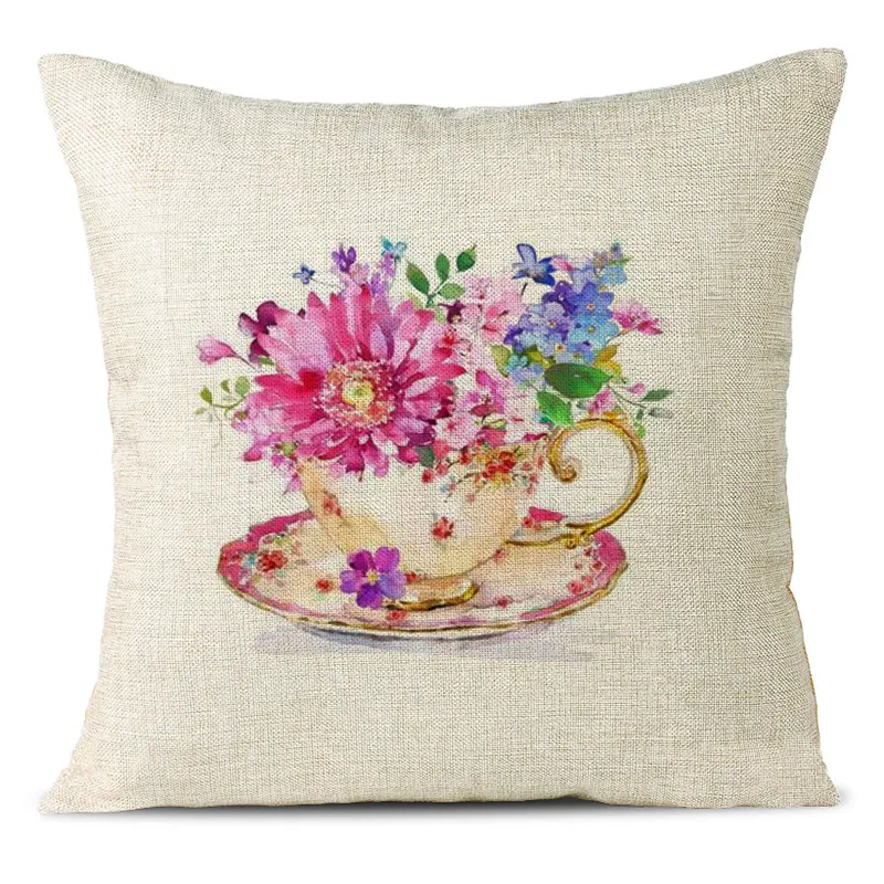 Beautiful Flowers Linen Pillowcase