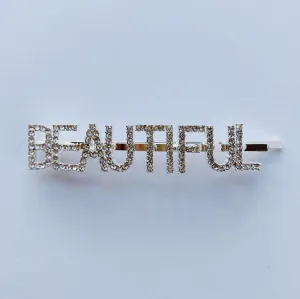 BEAUTIFUL Rhinestones Statement Word Hairpin