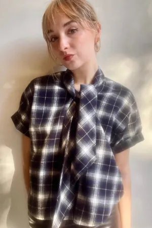 Betty Blouse in Blue Cotton Flannel