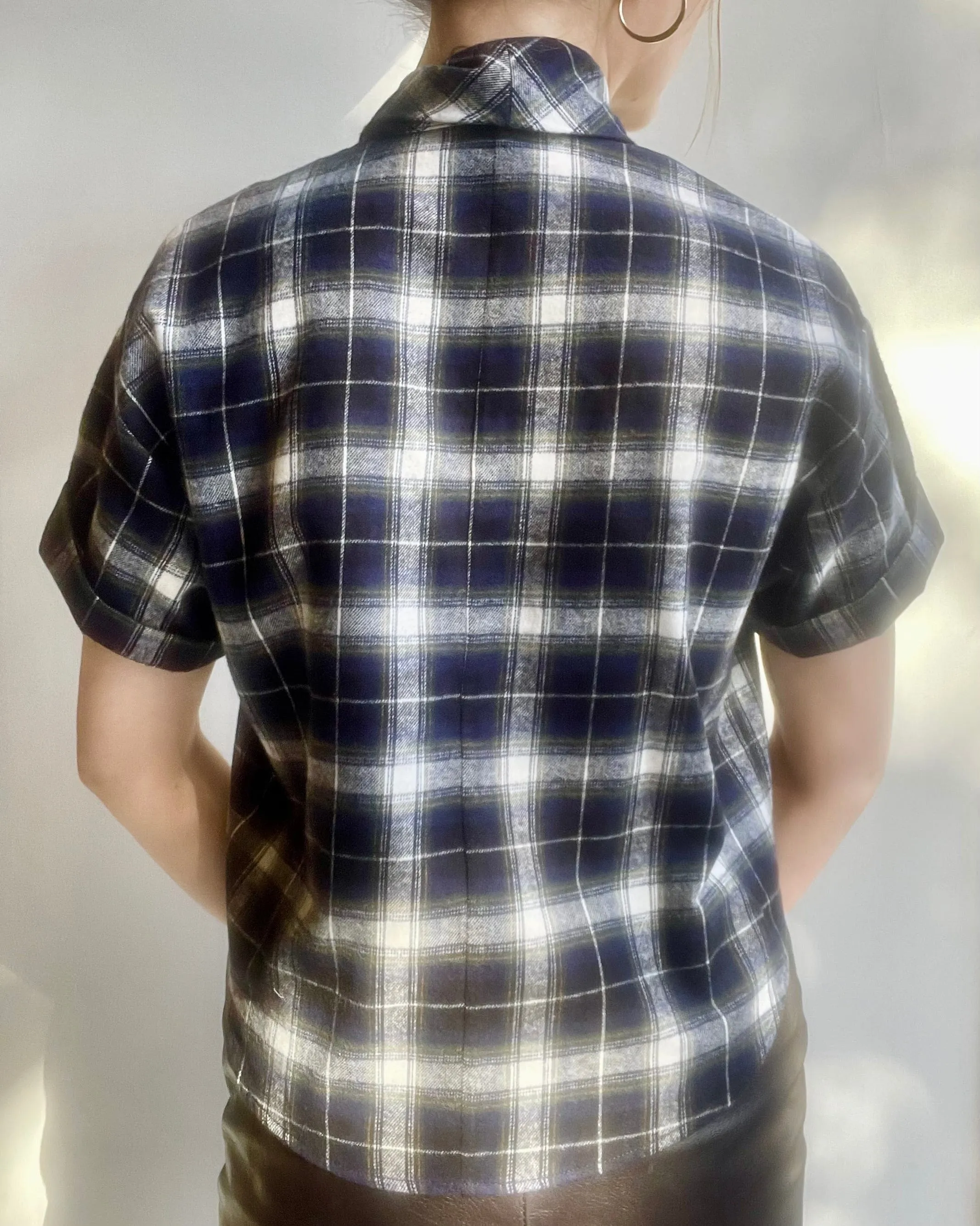 Betty Blouse in Blue Cotton Flannel