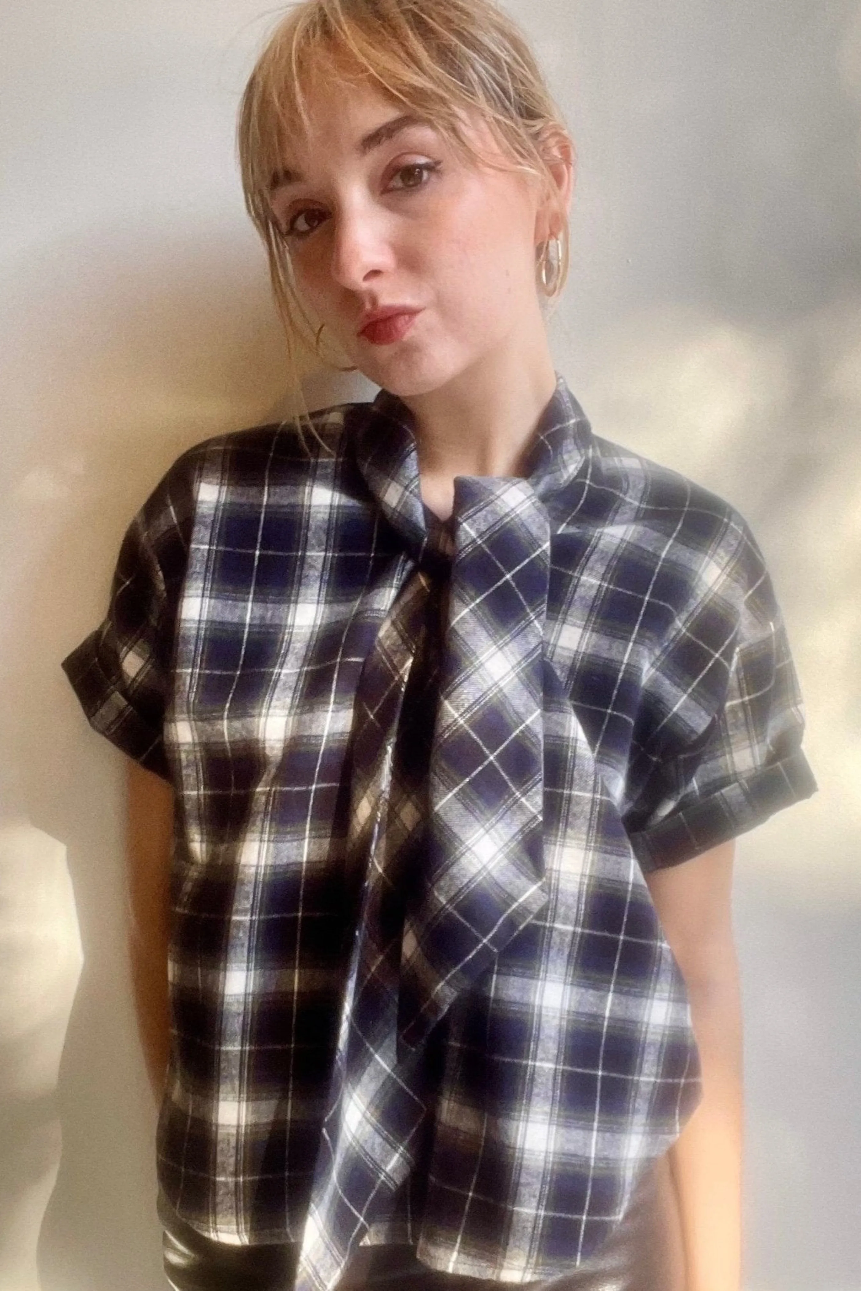 Betty Blouse in Blue Cotton Flannel