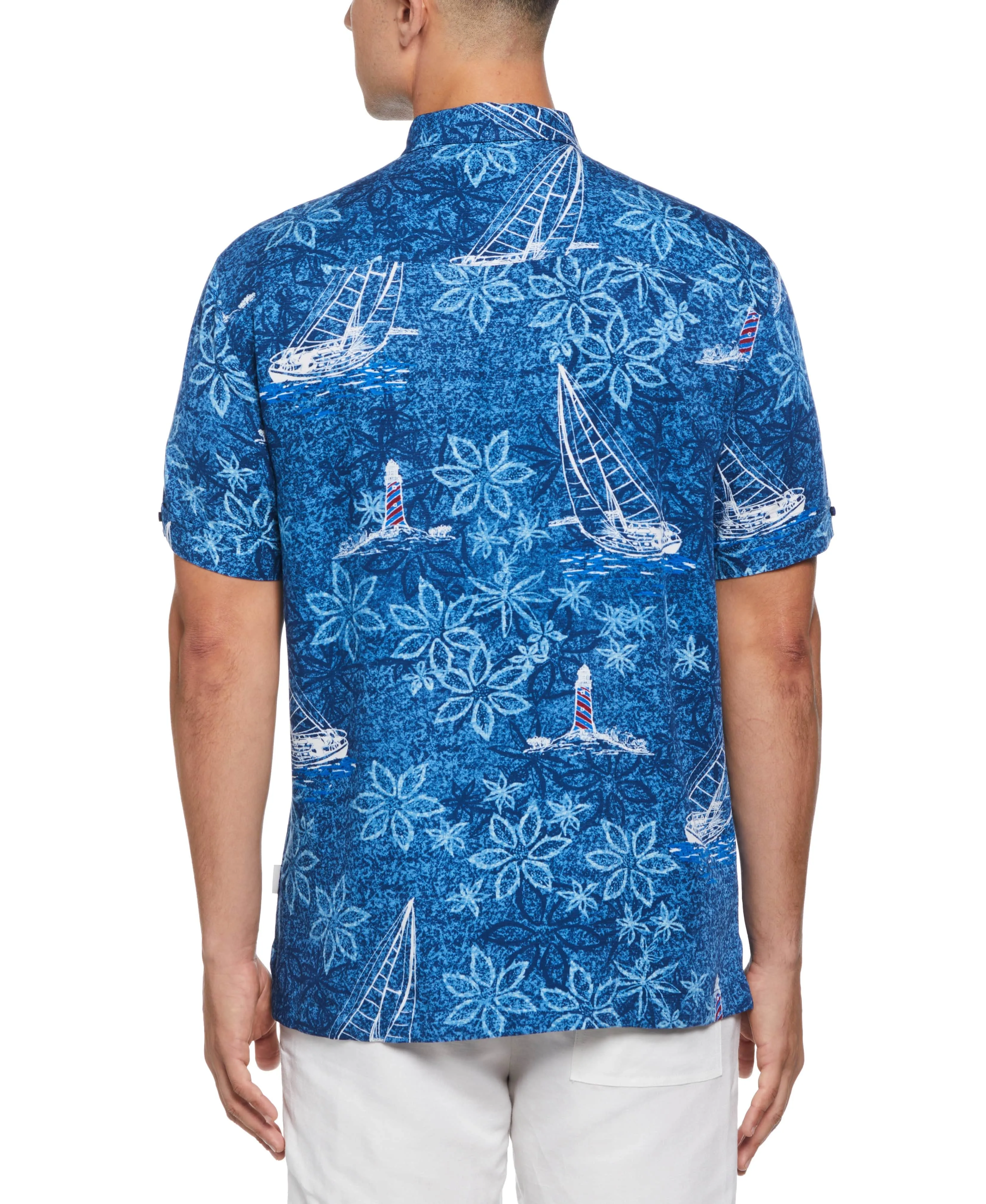 Big & Tall Nautical Tropical Print Shirt