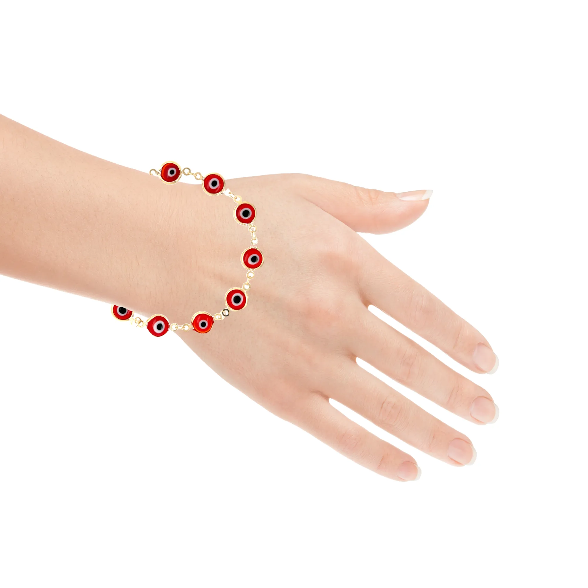 Big Red Evil Eye Lucky Charm Bracelet 14k gold filled