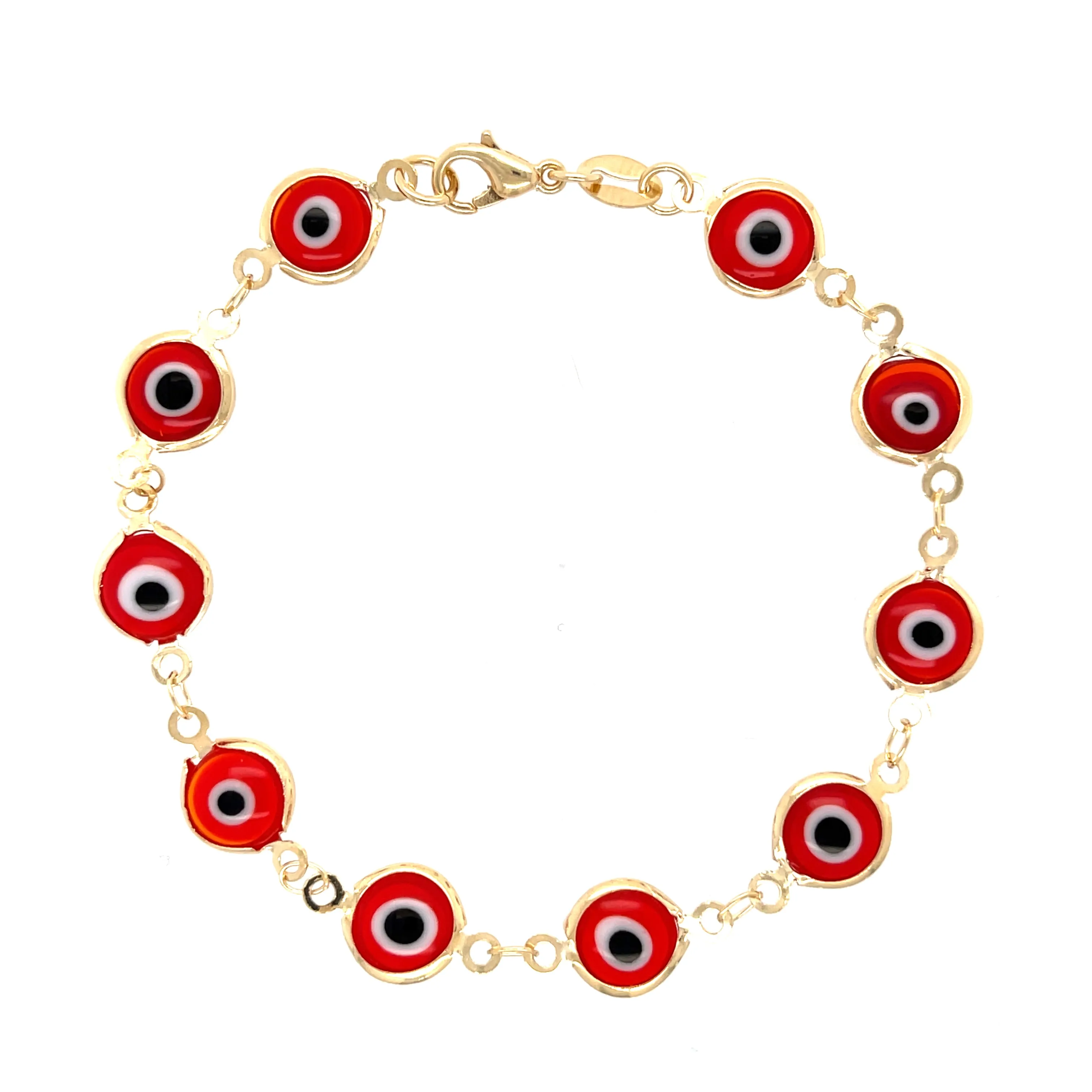 Big Red Evil Eye Lucky Charm Bracelet 14k gold filled