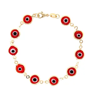 Big Red Evil Eye Lucky Charm Bracelet 14k gold filled