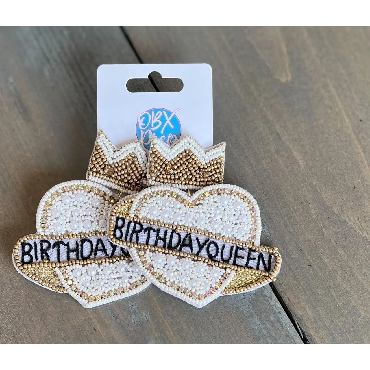 Birthday Queen Pearl & Seed Bead Drop Earrings - S