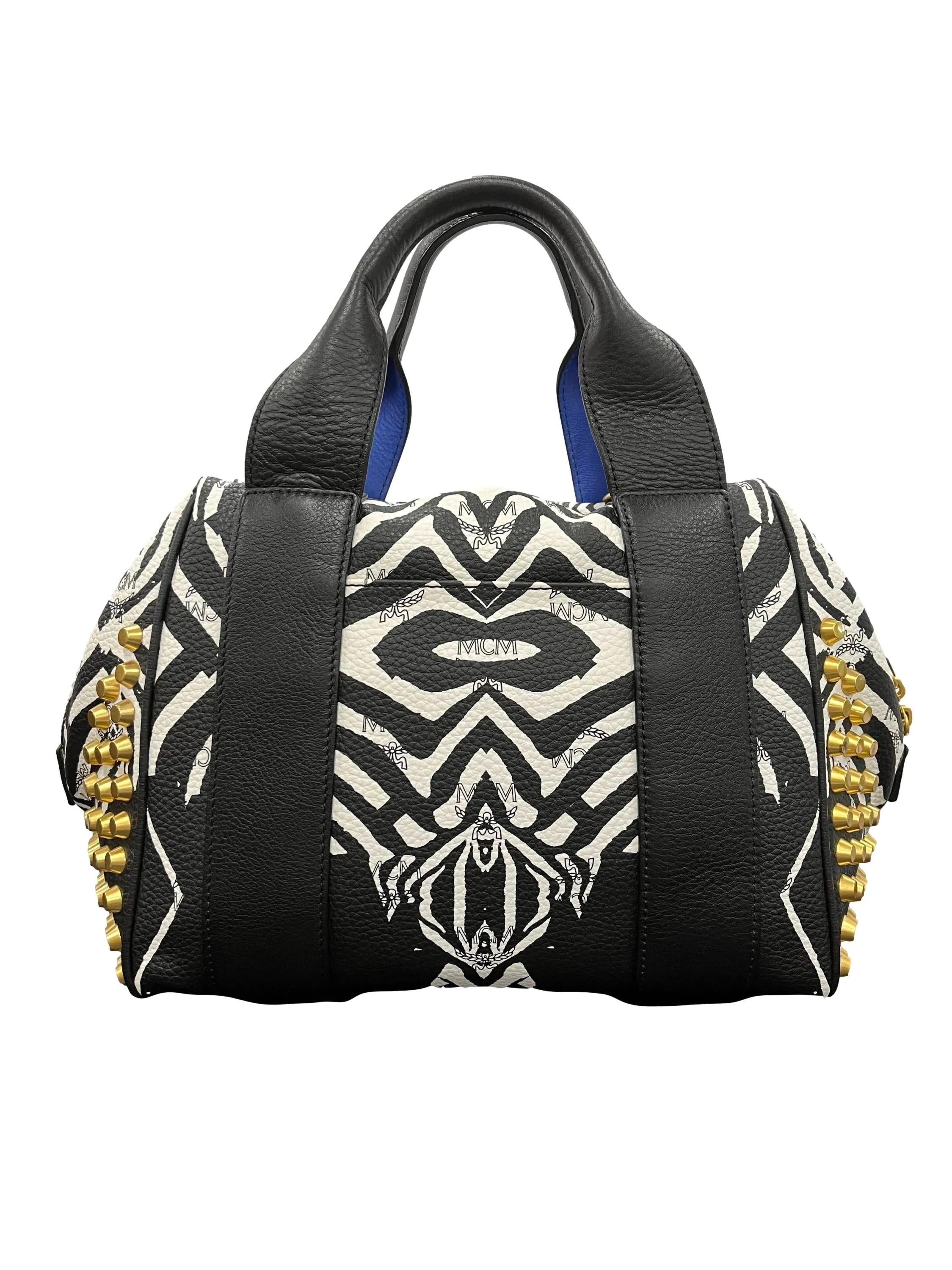 Black And White Funky Zebra Medium Boston Bag