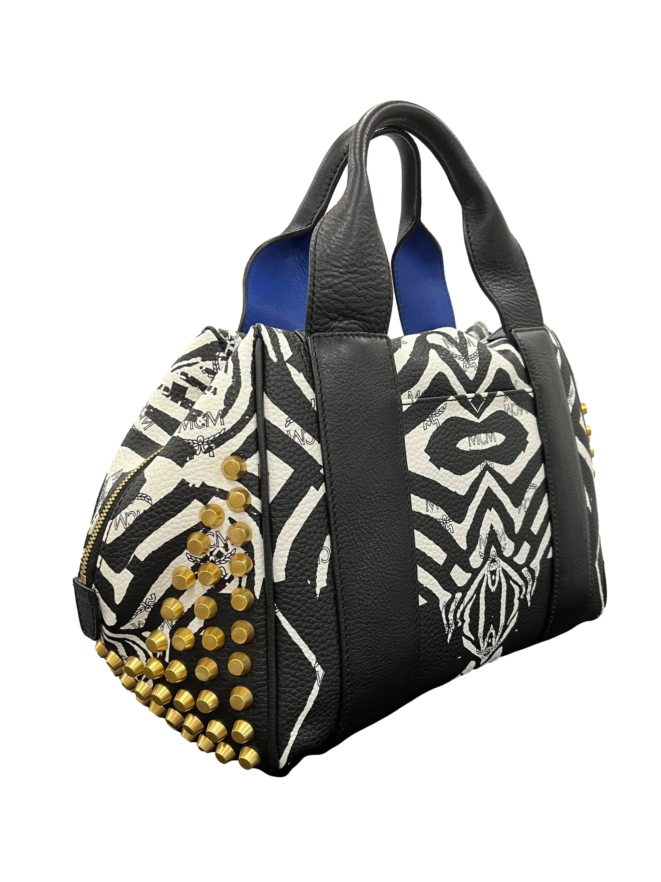 Black And White Funky Zebra Medium Boston Bag