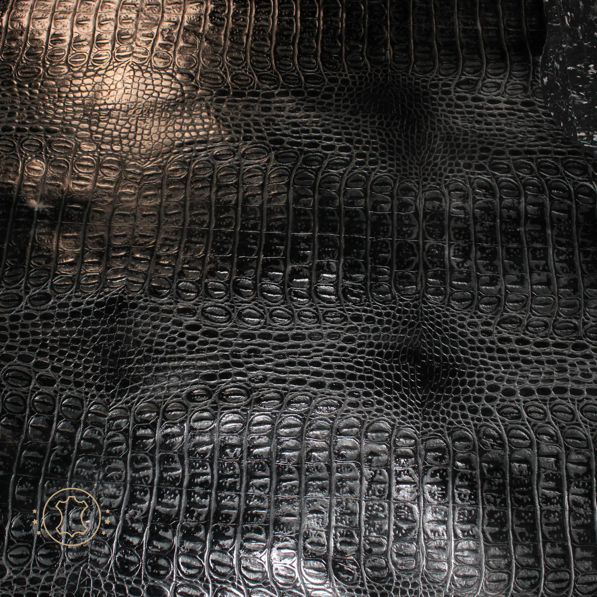 BLACK CROCODILE  EMBOSSED leather : Genuine Leather 2.5 - 3 oz. - Perfect for Handbags and Leather Crafts!