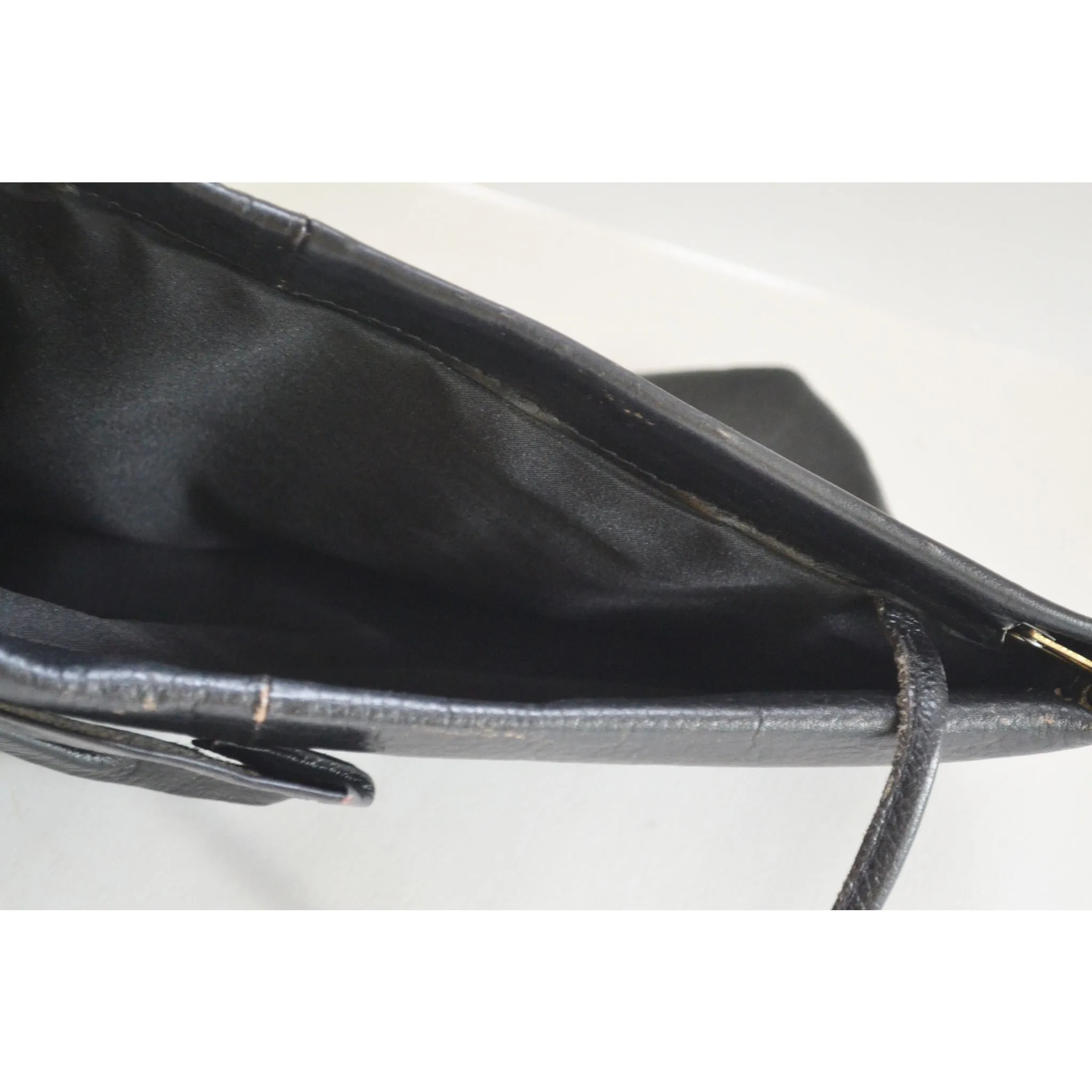 Black Leather Bow Clutch Purse