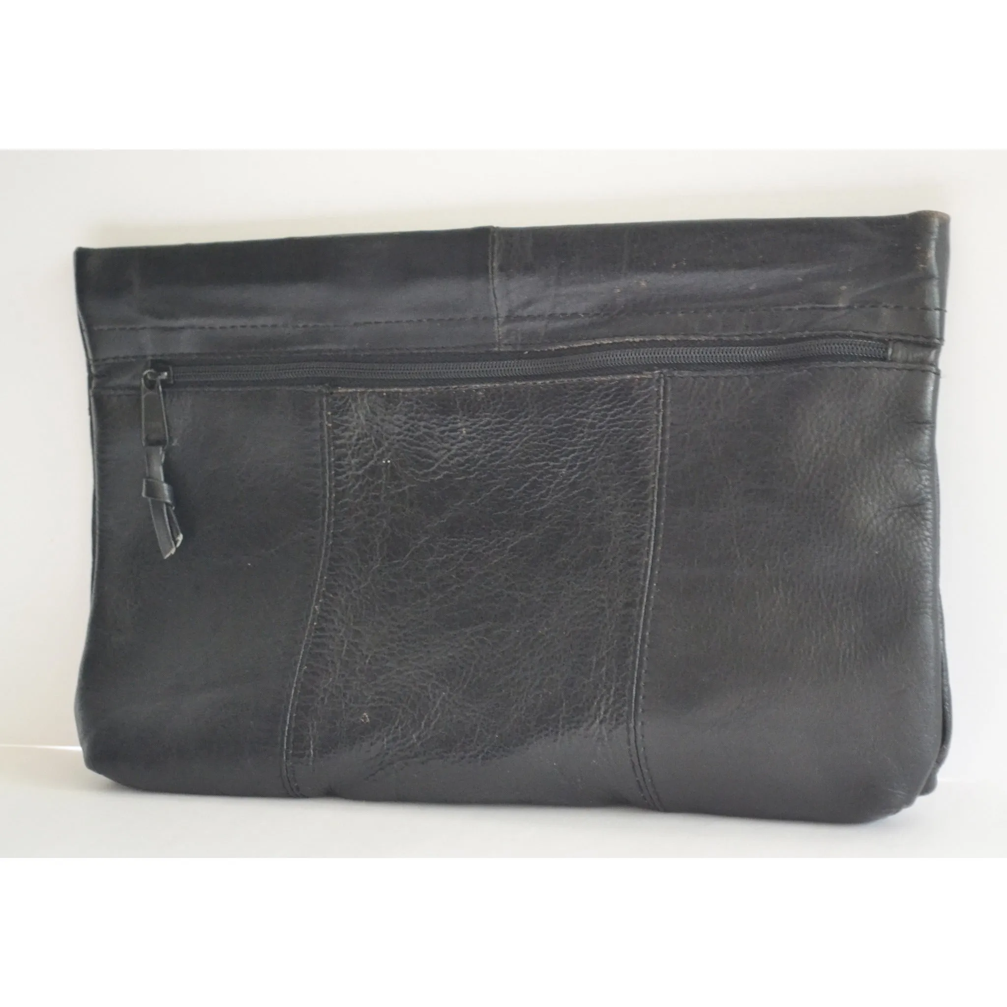 Black Leather Bow Clutch Purse