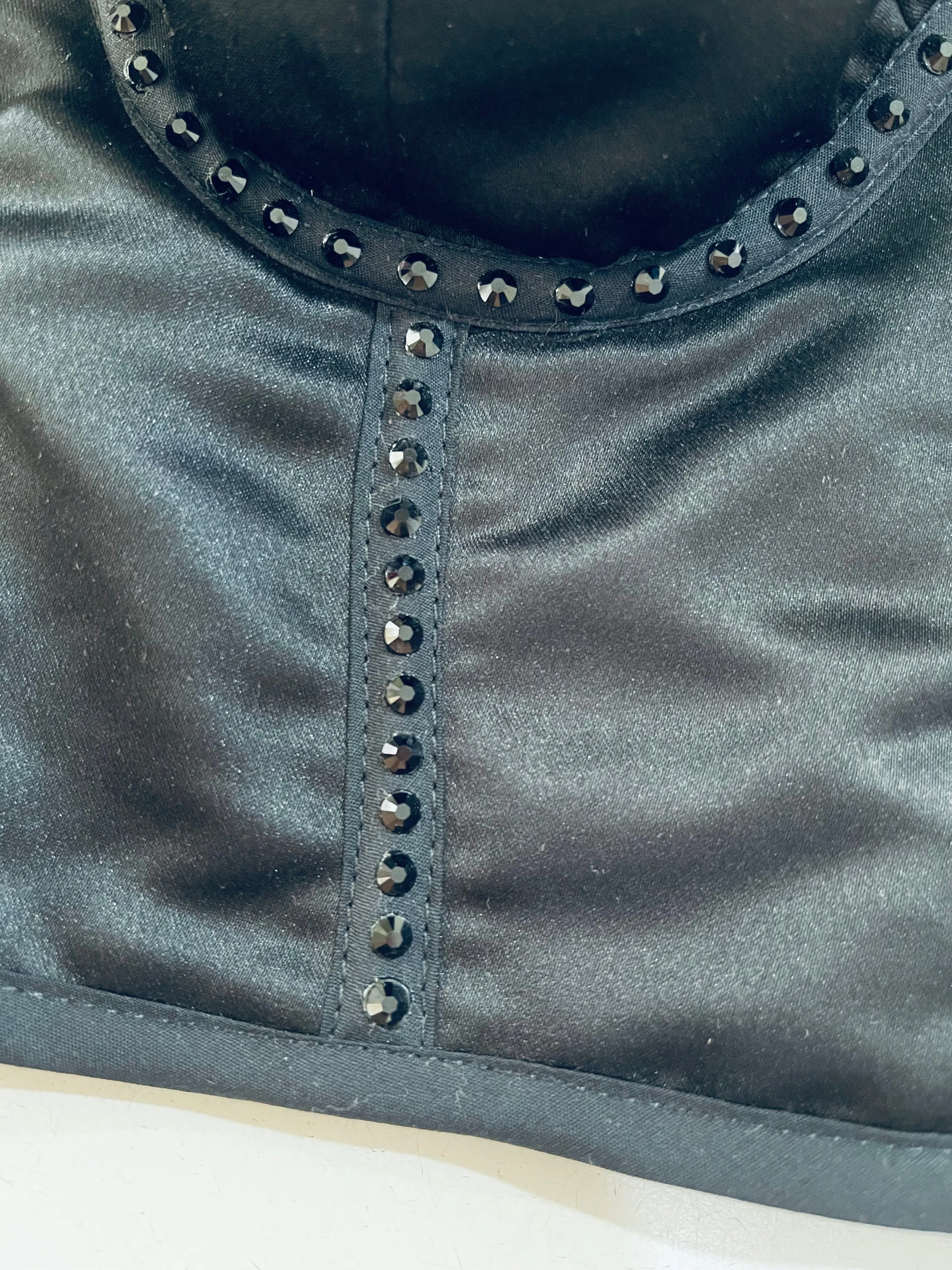 black Silk corset with rhinestones