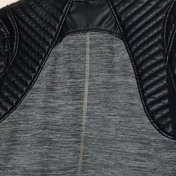 Blank NYC Dating &amp; Waiting  Shawl Open Front Faux Leather Jacket XS Black Gray