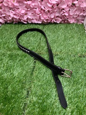 Blingy black soft leather belt with silver buckles size 10/12