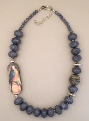 Blue Coral and Silver Statement Necklace