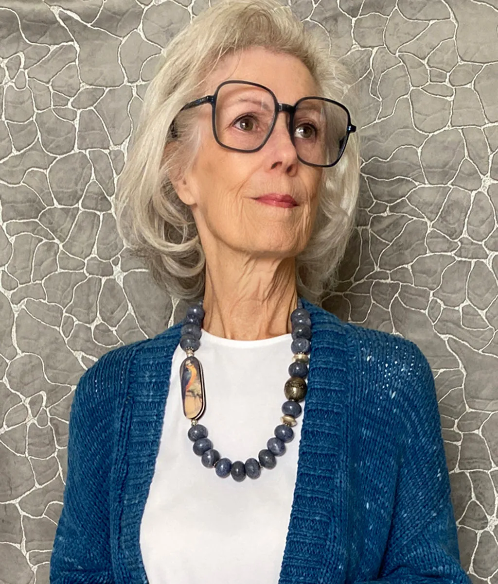 Blue Coral and Silver Statement Necklace