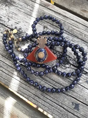 Blue Double Stranded Statement Necklace