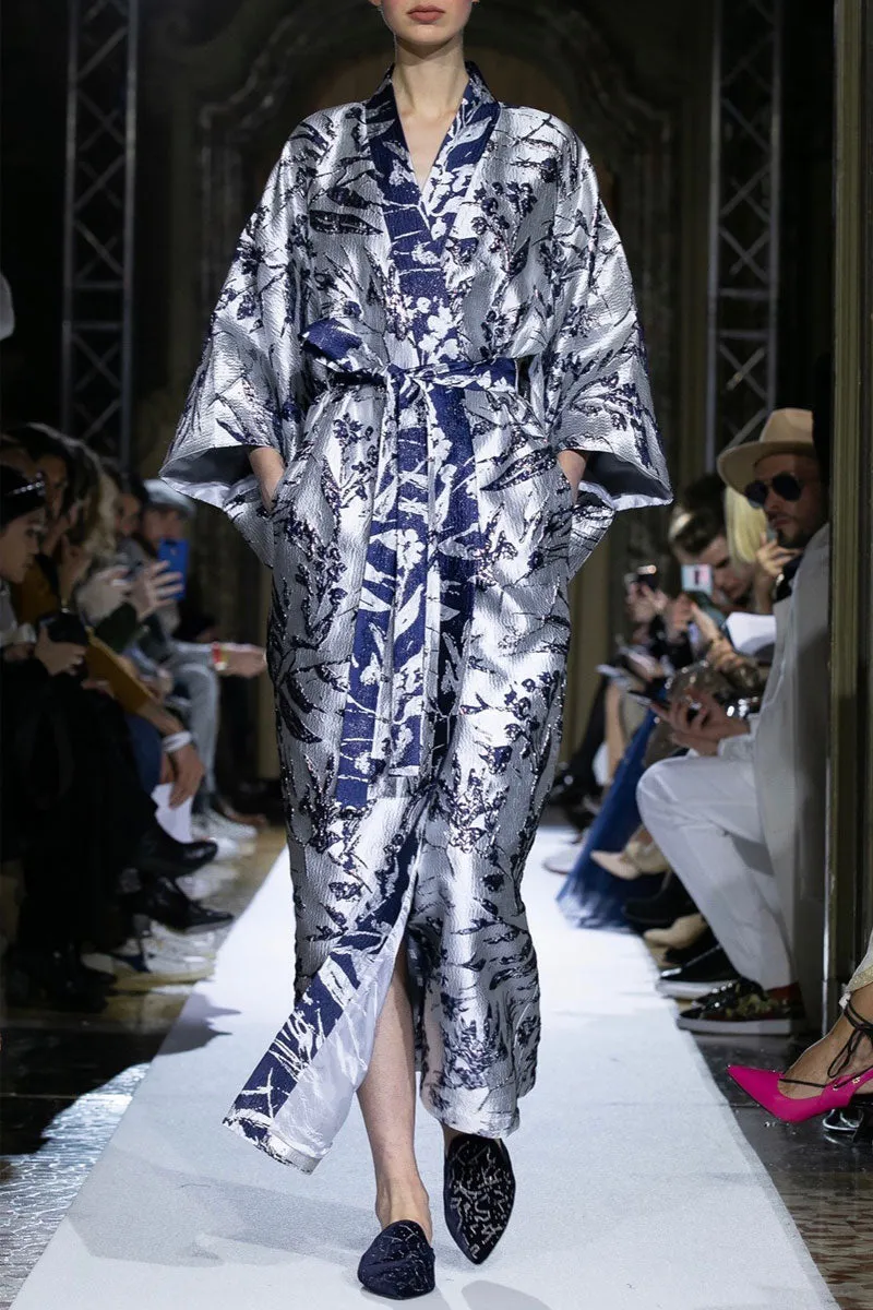 Blue Floral  Robe Kimono