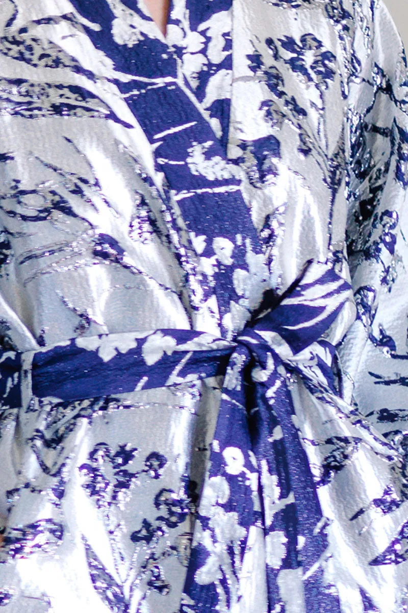 Blue Floral  Robe Kimono