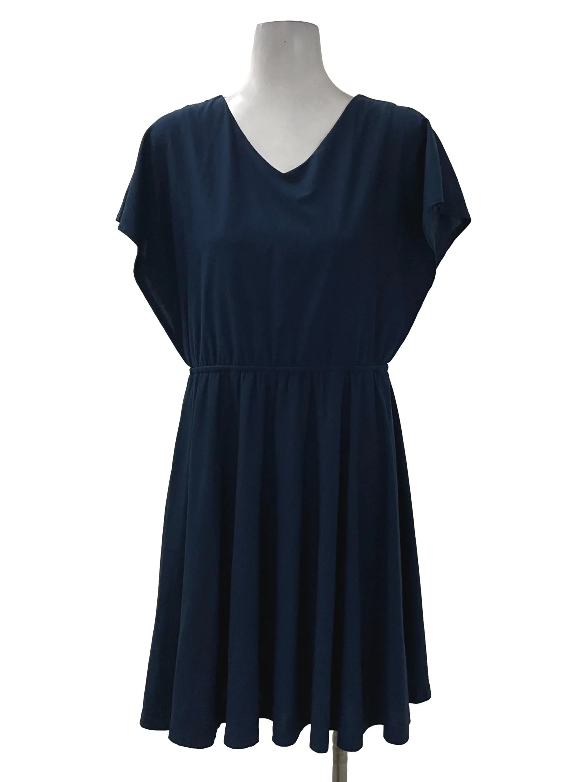 Blue Pleated Boxy Dress