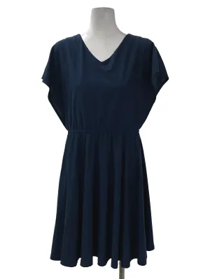 Blue Pleated Boxy Dress