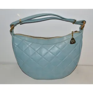 Blue Quilted Leather Purse By Morris Mosokowitz