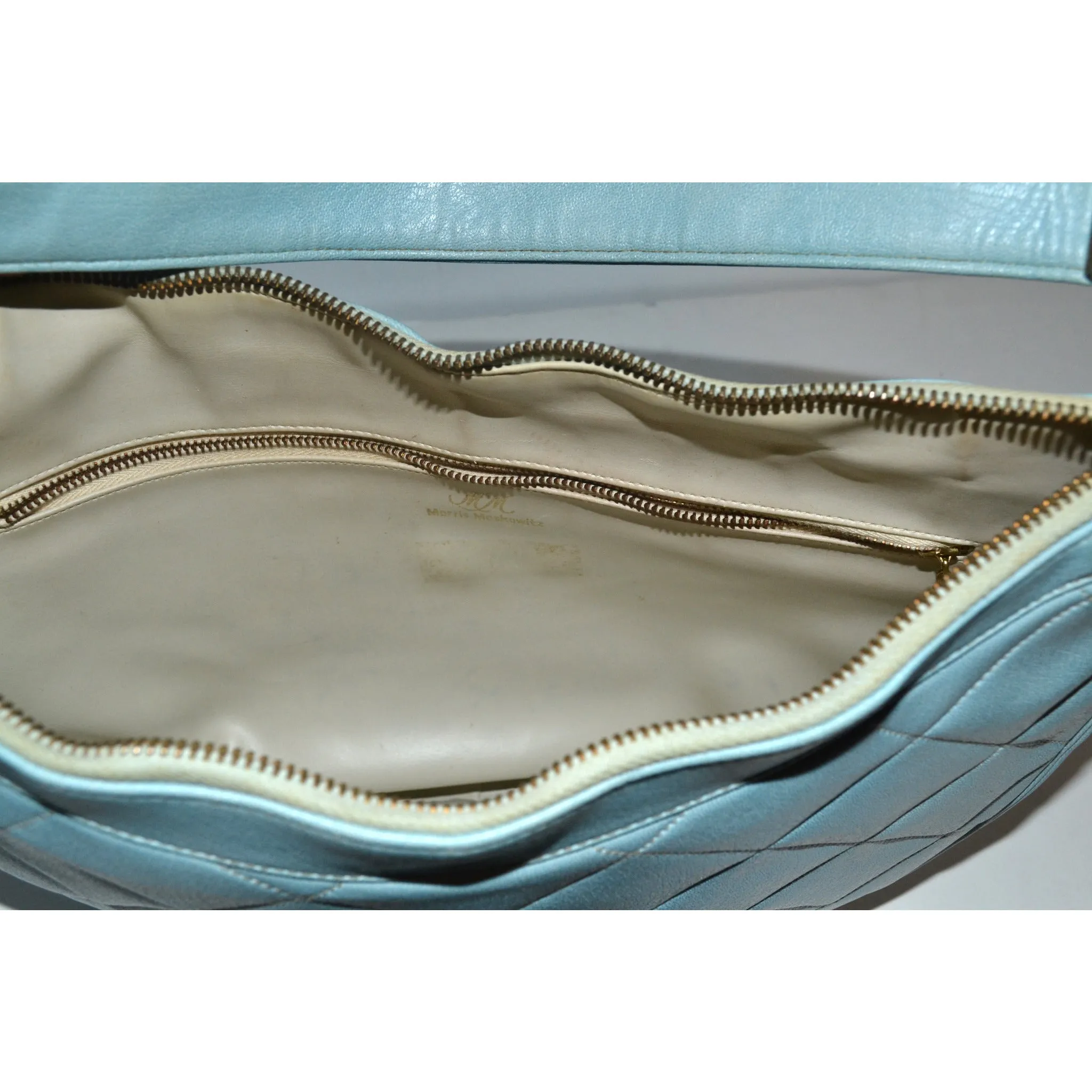Blue Quilted Leather Purse By Morris Mosokowitz