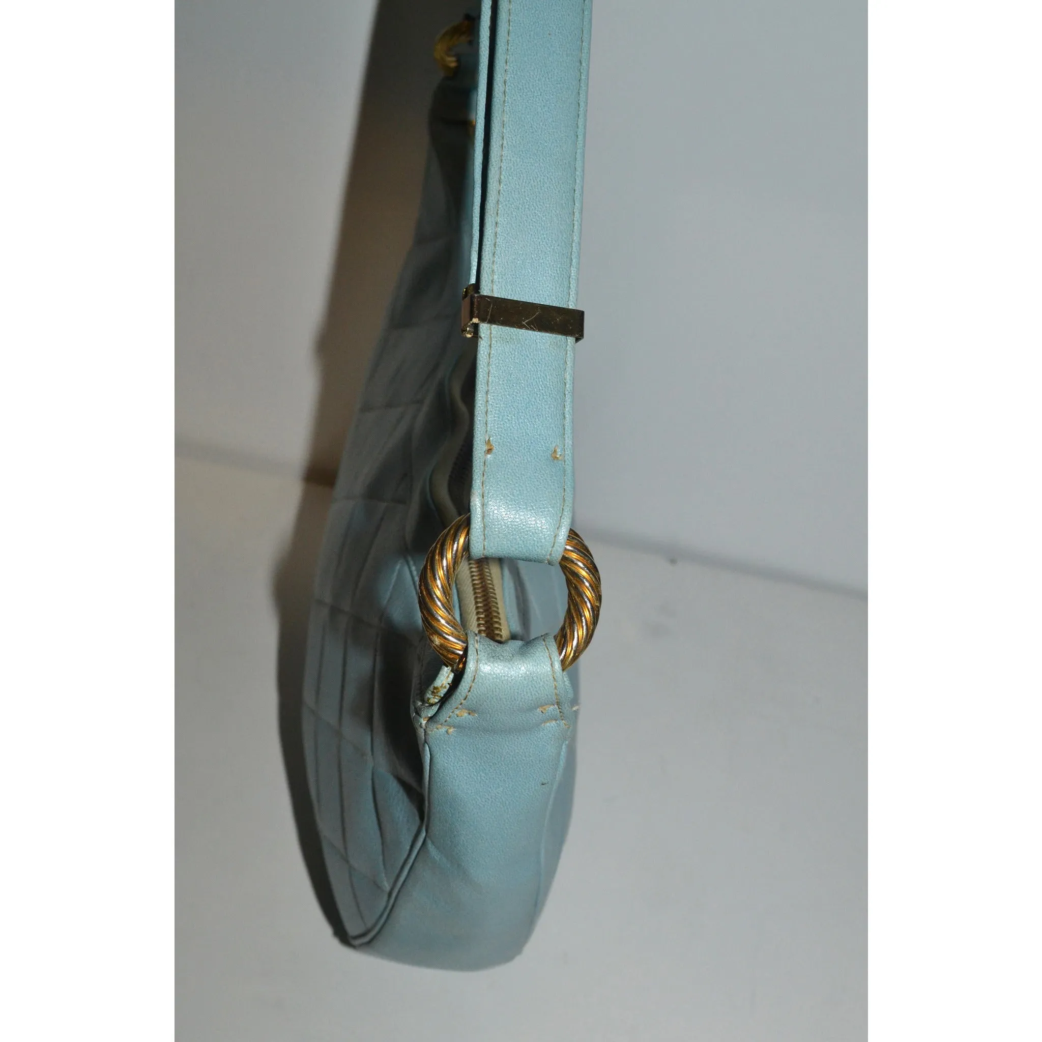 Blue Quilted Leather Purse By Morris Mosokowitz