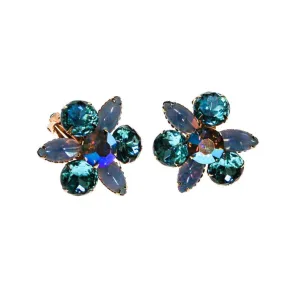 Blue Rhinestone Statement Earrings