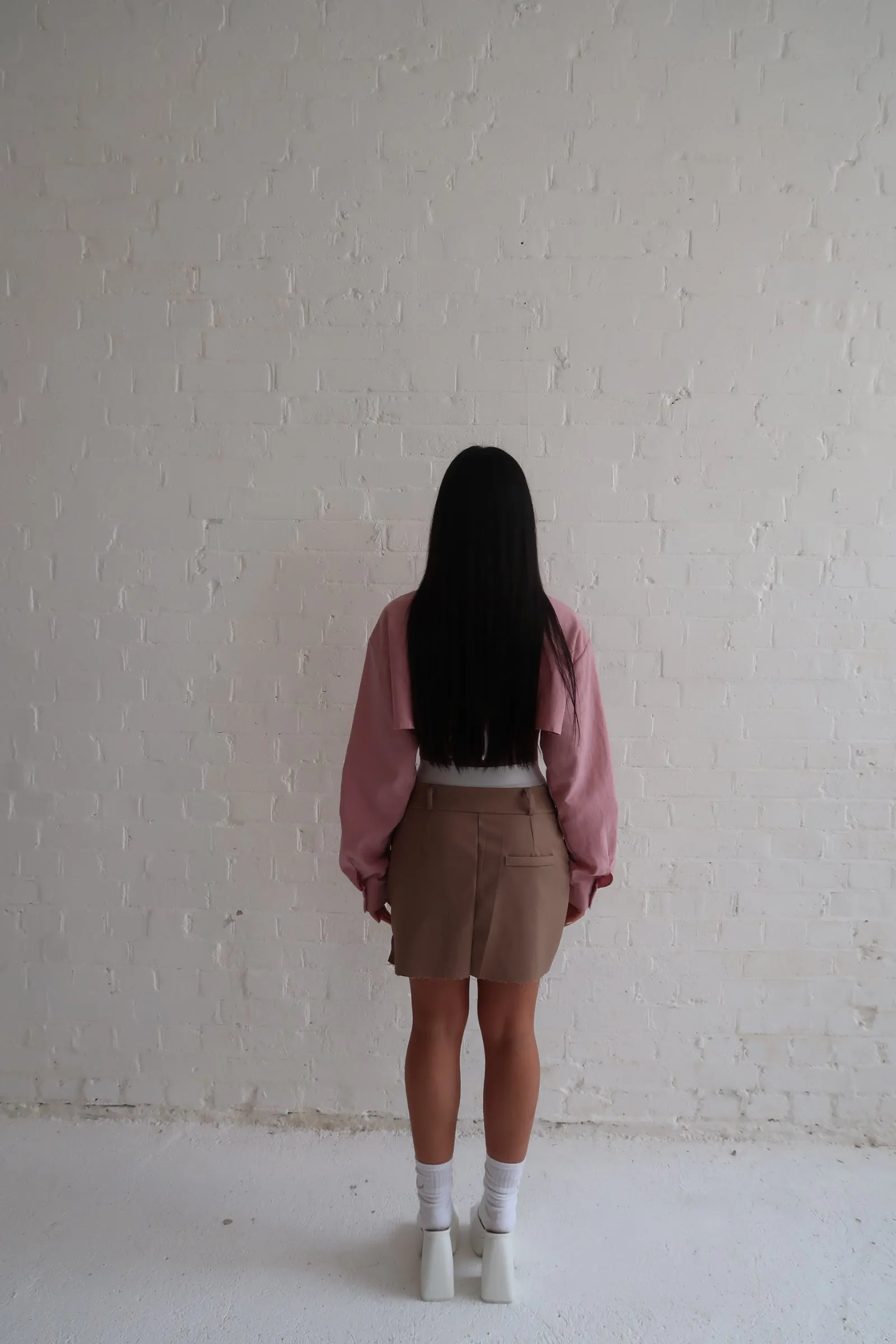 Blush Linen Crop Shirt