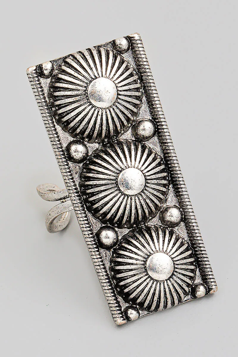 Bohemian Statement Rectangle Silver Ring