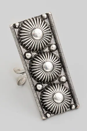 Bohemian Statement Rectangle Silver Ring