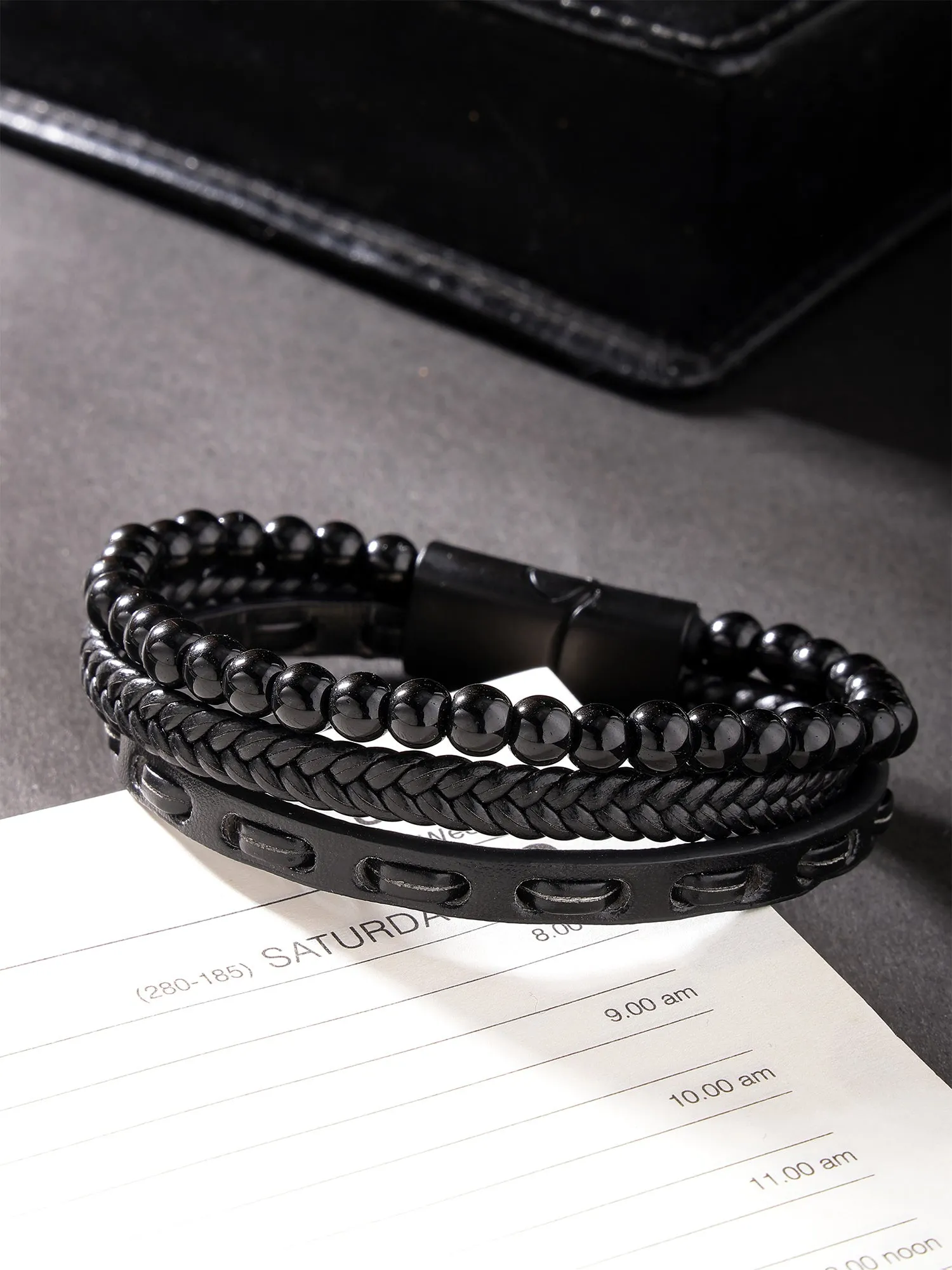 Bohey by KARATCART Men Leather Multistrand Wraparound Bracelet
