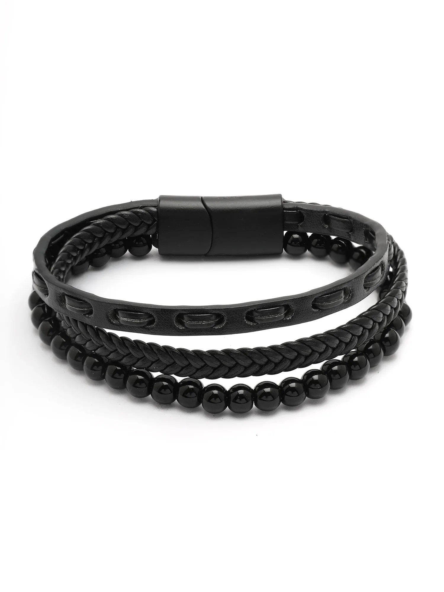 Bohey by KARATCART Men Leather Multistrand Wraparound Bracelet