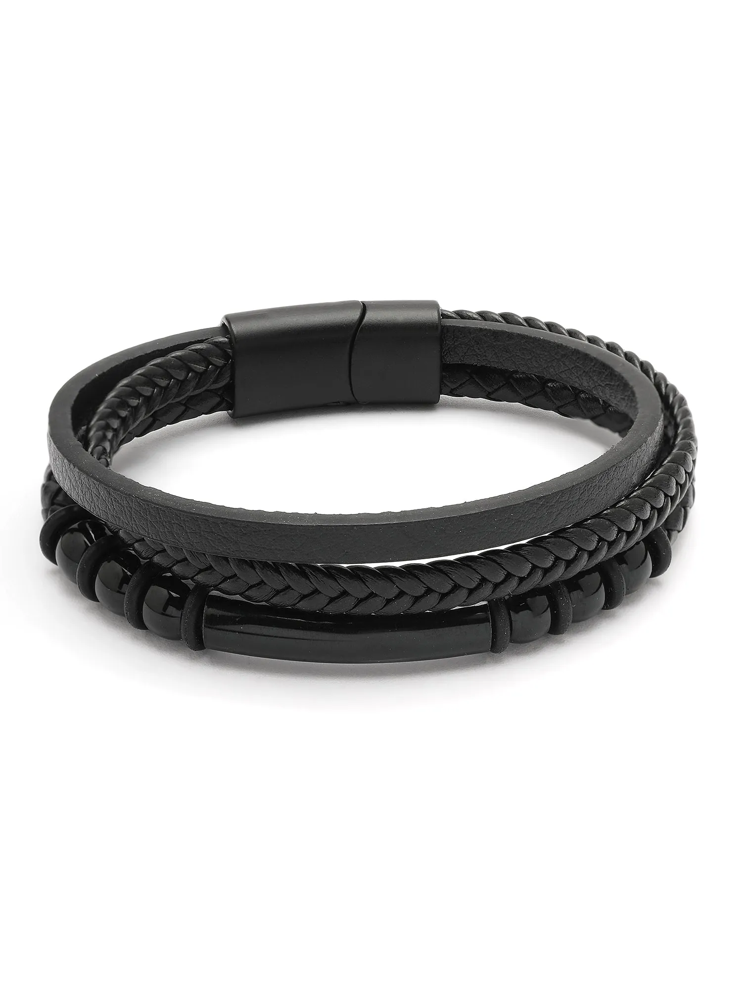 Bohey by KARATCART Men Leather Wraparound Bracelet