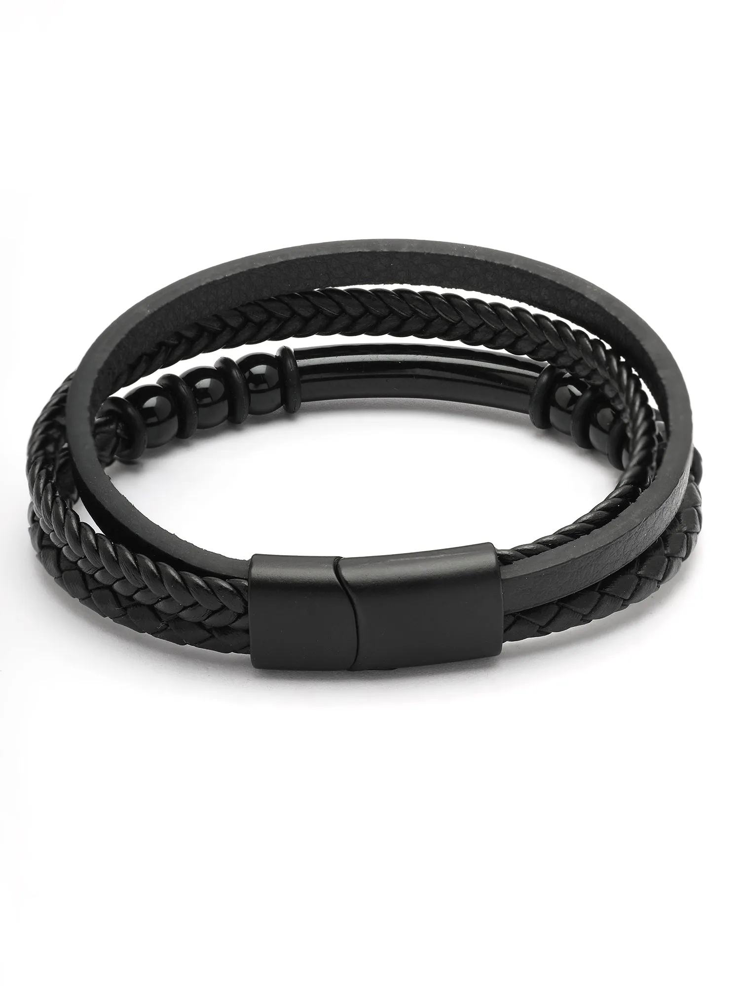 Bohey by KARATCART Men Leather Wraparound Bracelet