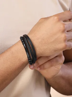 Bohey by KARATCART Men Leather Wraparound Bracelet