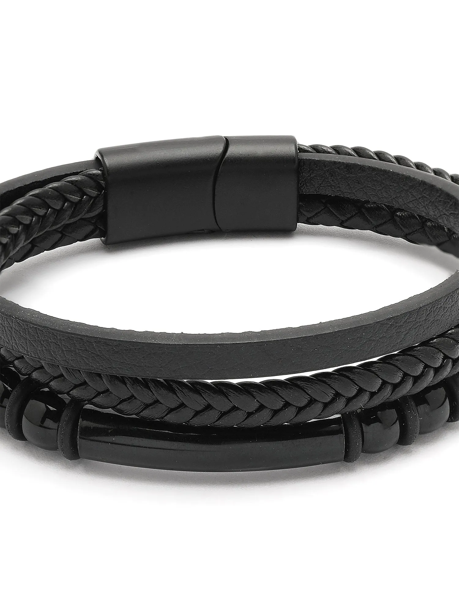 Bohey by KARATCART Men Leather Wraparound Bracelet
