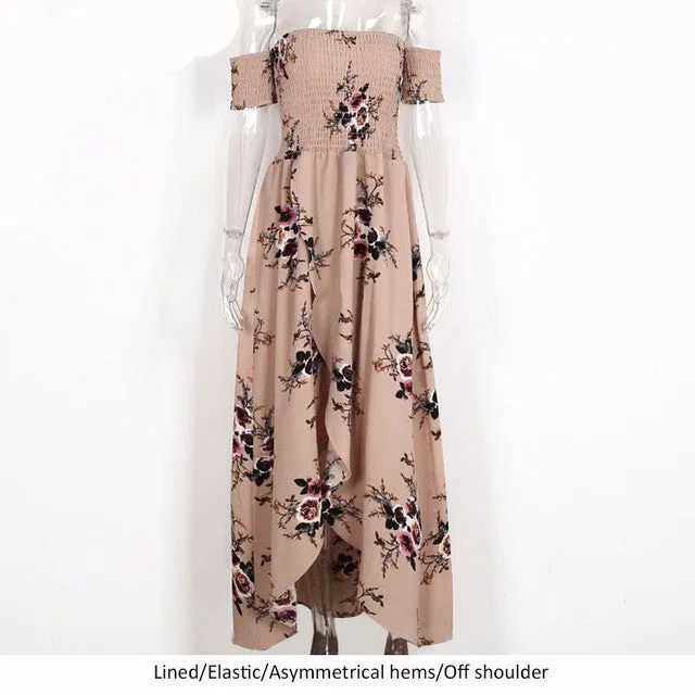 Boho style Off shoulder white maxi dress  beach summer dress  Vintage chifon long dress