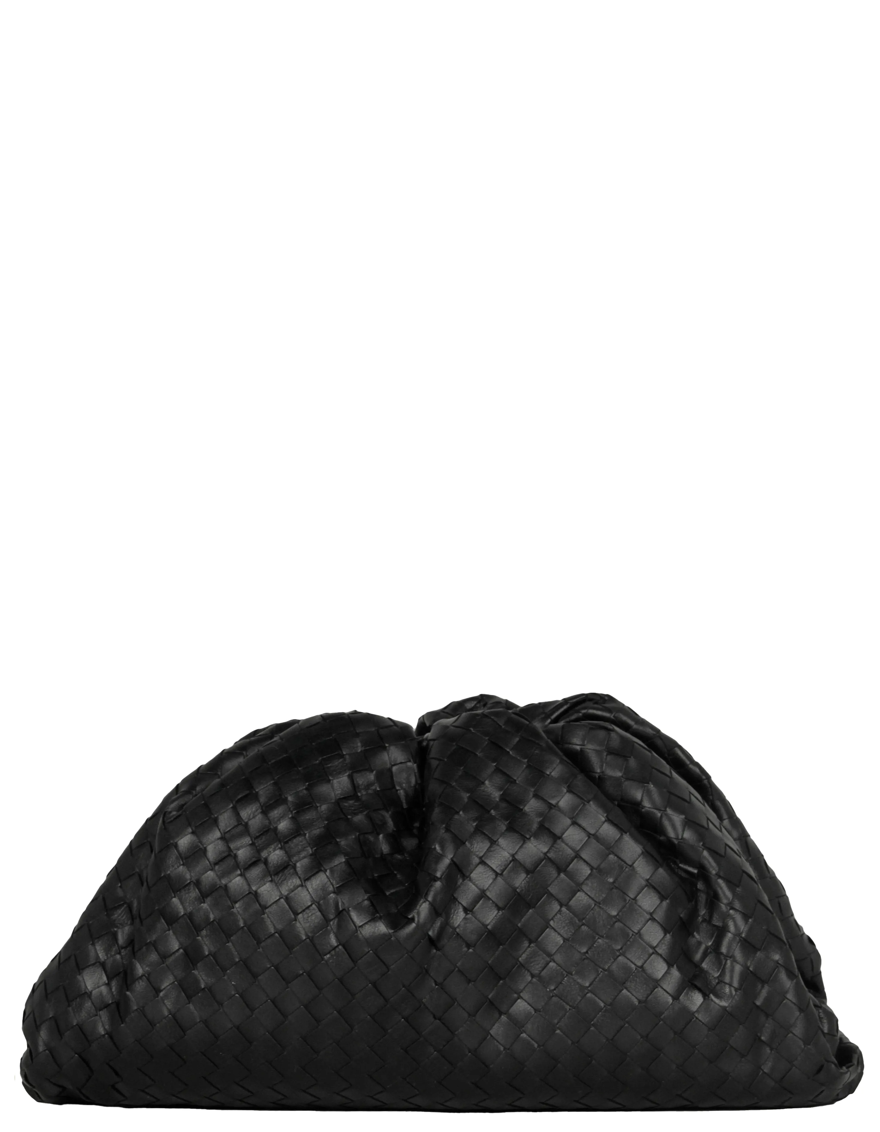 Bottega Veneta Black Intrecciato Leather The Pouch Clutch Bag