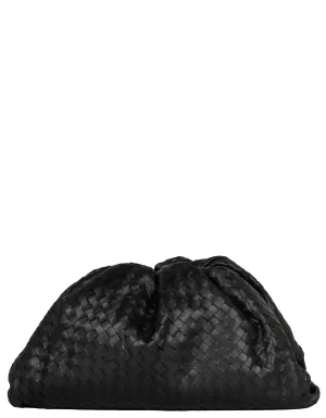 Bottega Veneta Black Intrecciato Leather The Pouch Clutch Bag