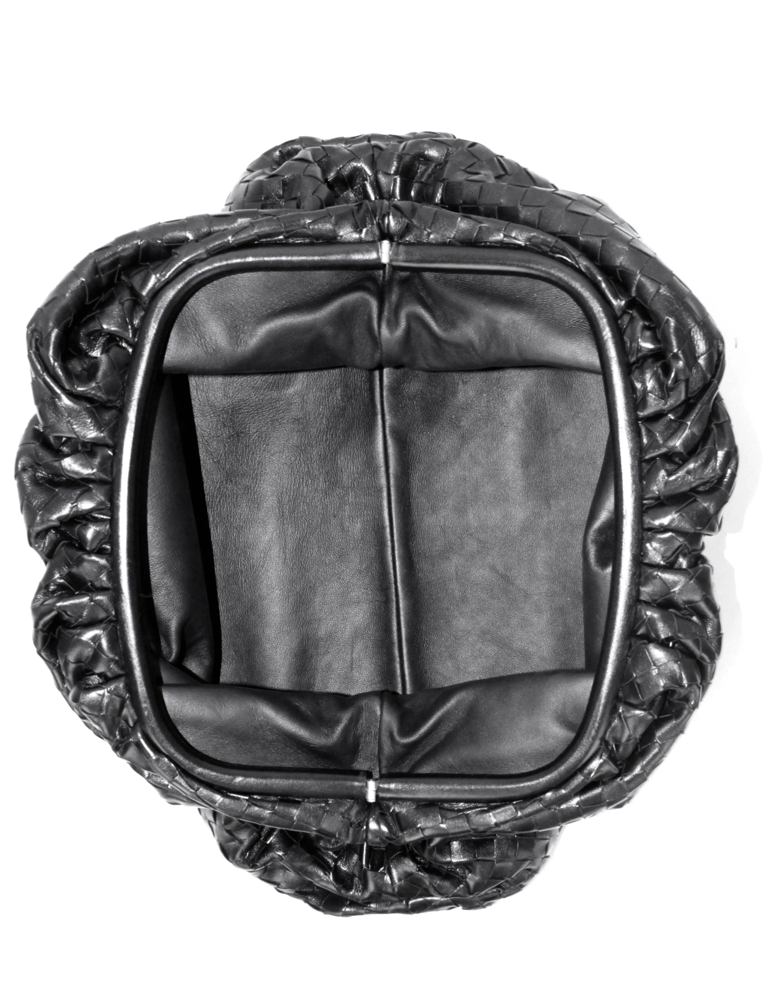 Bottega Veneta Black Intrecciato Leather The Pouch Clutch Bag