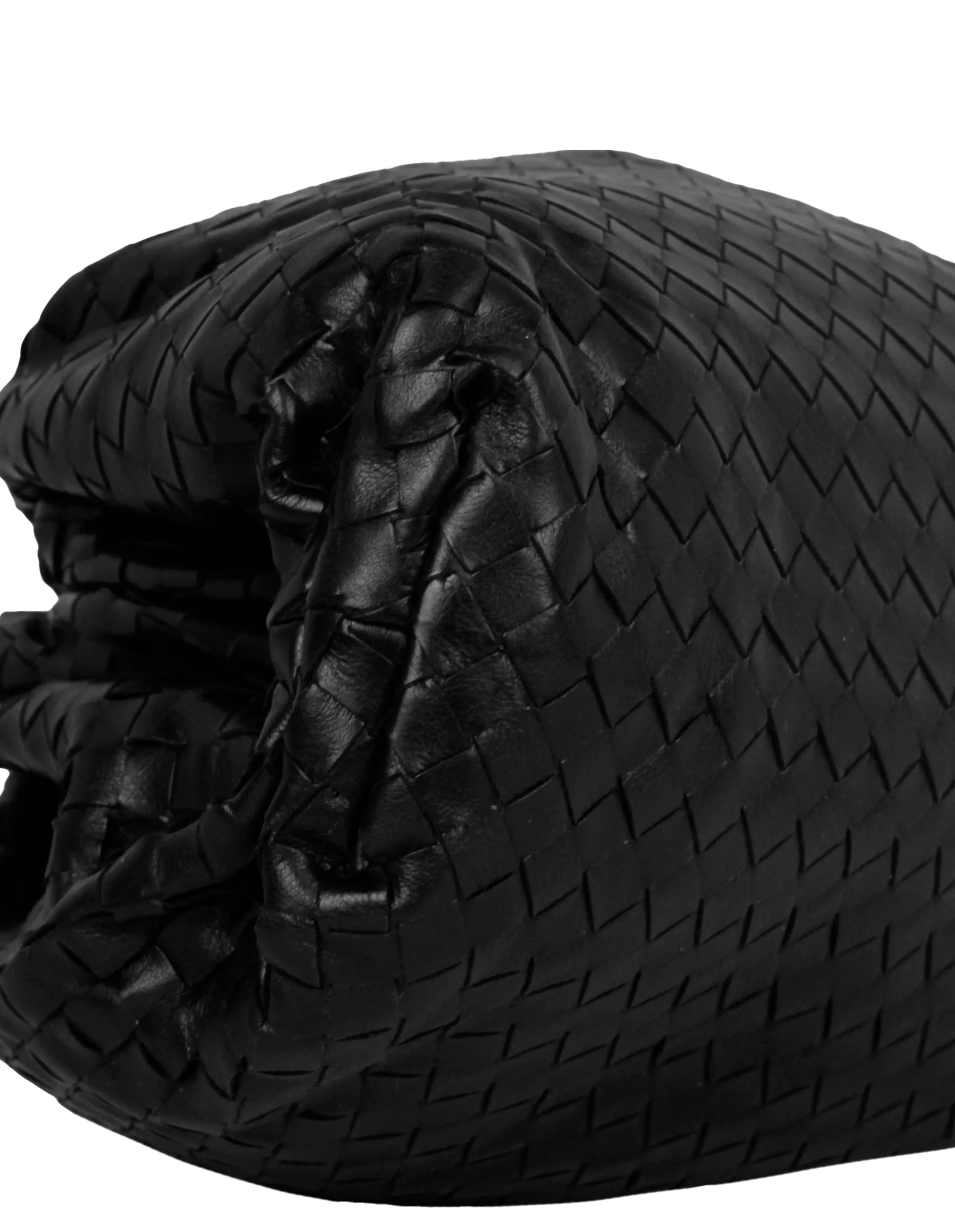 Bottega Veneta Black Intrecciato Leather The Pouch Clutch Bag