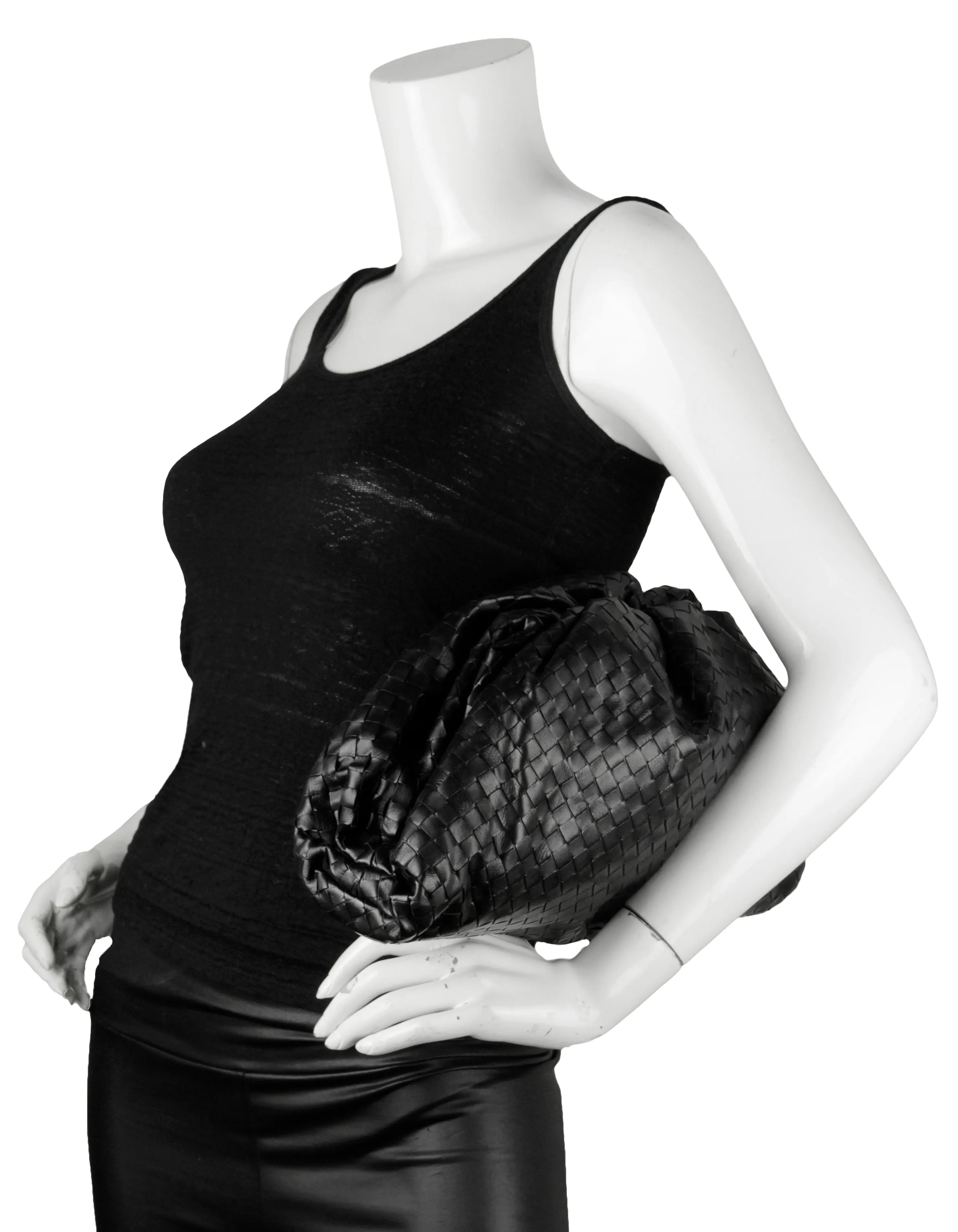 Bottega Veneta Black Intrecciato Leather The Pouch Clutch Bag