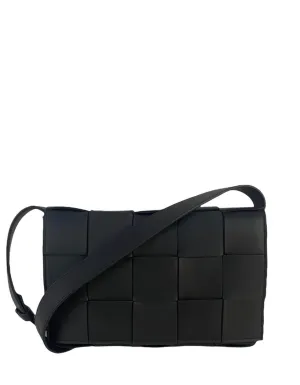 Bottega Veneta Black Lambskin Maxi Intrecciato Cassette Crossbody Bag