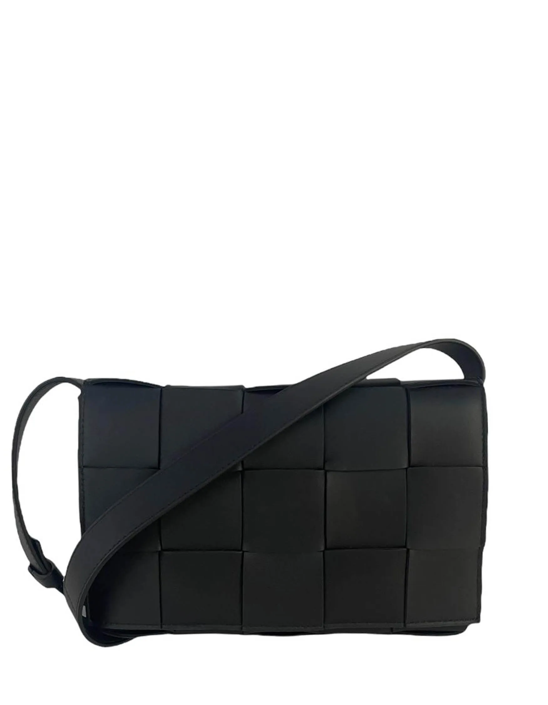 Bottega Veneta Black Lambskin Maxi Intrecciato Cassette Crossbody Bag