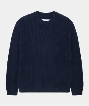 Boxy Cotton Knit - Navy